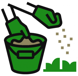 An image icon of a person seeding a lawn