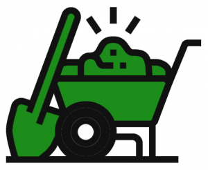 An image icon of wheel barrel and shovel